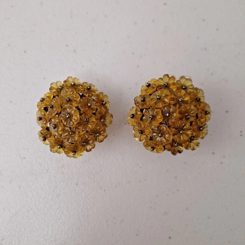Vintage Antique MCM Ornate Flower Drawer Pulls Knob Door Handles, Set of 2